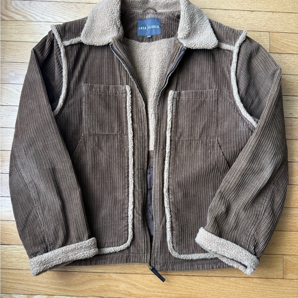 Casa Blanca Men's Brown Corduroy Sherpa-Trim Puffer Jacket